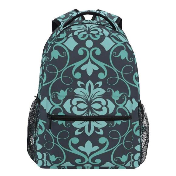 Bolaz Large Backpack Lightweight Shoulder Bag Unisex Teal Turquoise Floral‎ - Picture 1 of 9